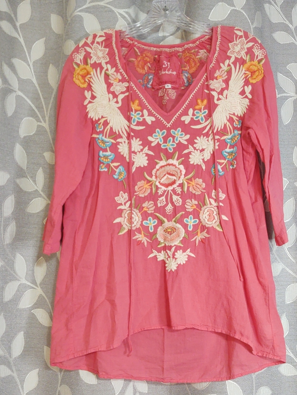 Johnny Was J3 Embroidered Floral Cotton Blouse size S
